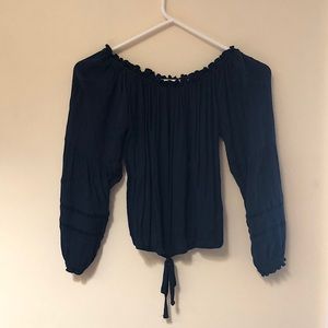 Navy blue off the shoulder hollister top